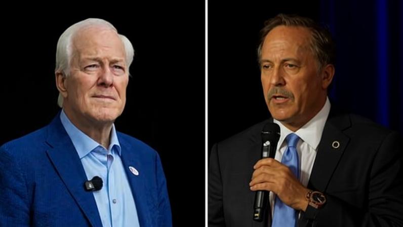 John Cornyn, a US senator, after voting at the Circle C community center and Ken Paxton, Texas’ attorney general, during the Conservative Political Action Conference (Cpac) on 27 March 2026.