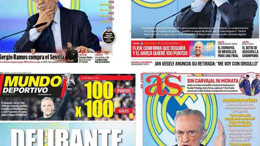 Imprensa espanhola atacou de forma conjunta o presidente do Real Madrid – Fotos: Reprodução