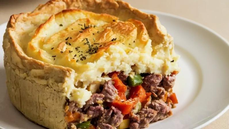 Torta proteica de carne com legumes