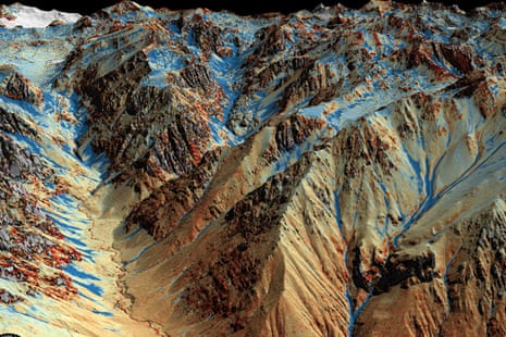 A Lidar scan of snow on a mountain.
