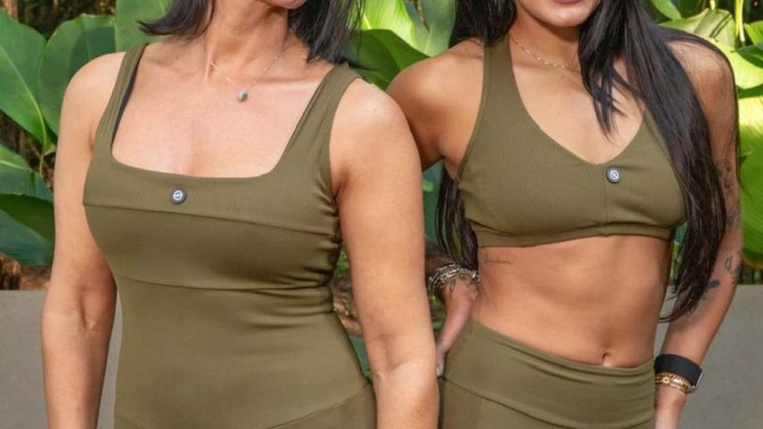 Michele e Ana Castela em ensaio fitness
