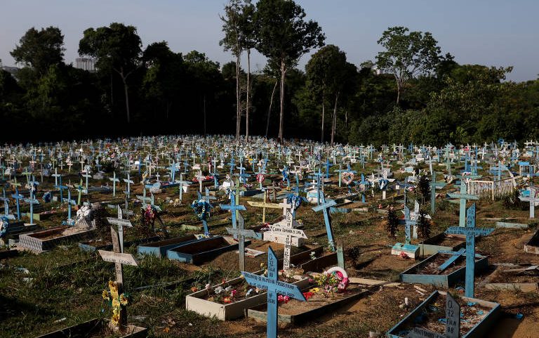 Área destinada as vítimas de Covid-19 no Cemitério Nossa Senhora Aparecida, em Manaus