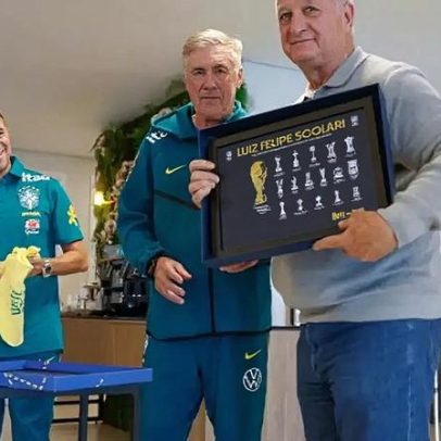 Felipão é homenageado na Granja Comary e pede apoio à conquista da Copa