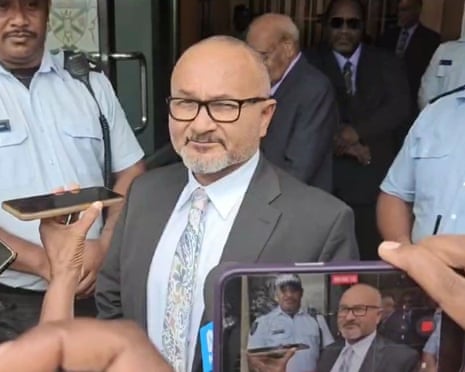 Newly elected prime minister of the Solomon Islands Matthew Wale speaking to the media in Honiara, the Solomon Islands.