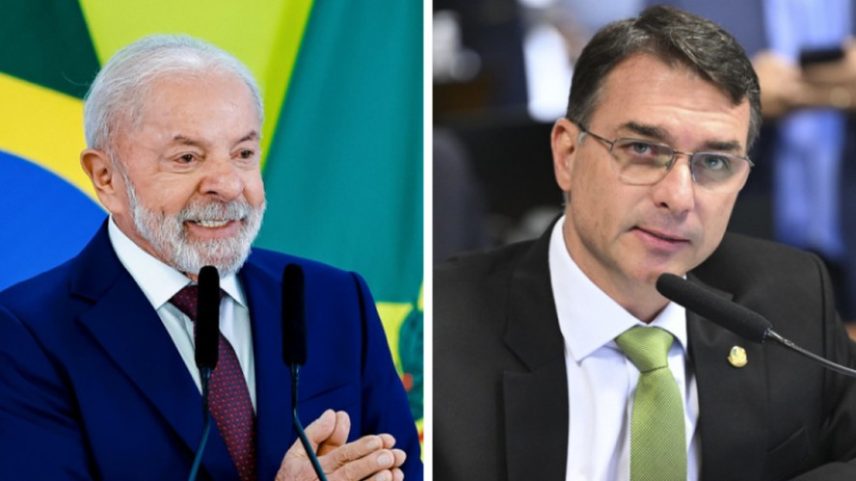 Lula e Flávio Bolsonaro — Foto: Reprodução