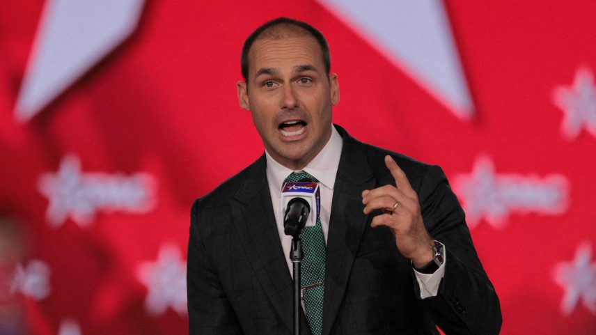 O ex-deputado Eduardo Bolsonaro (PL-SP), em evento conservador nos EUA