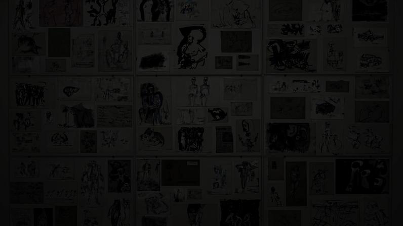Um dos 93 painéis com desenhos de Iberê Camargo expostos na fundação homônima em Porto Alegre