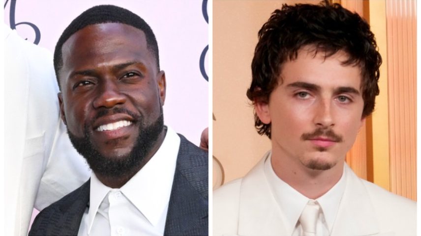 Kevin Hart e Timothée Chalamet — Foto: Getty Images