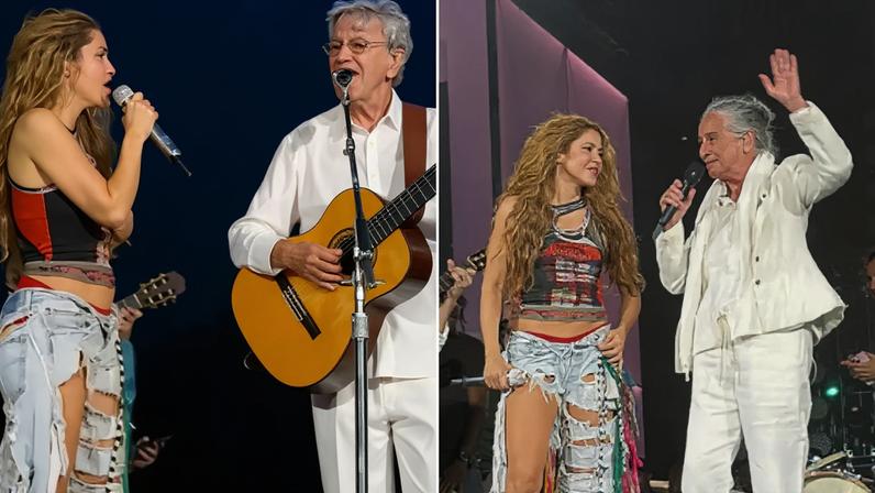 Fãs registram ensaio de Shakira com Caetano Veloso e Bethânia em Copacabana