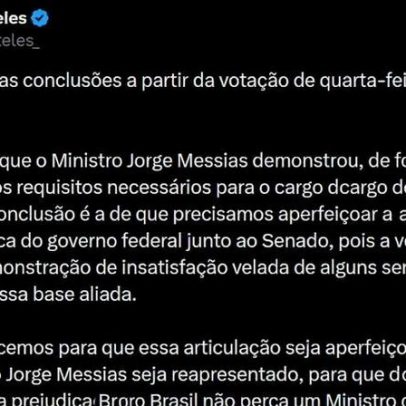 Governador do PT defende que Lula reapresente Messias ao Senado para o STF
