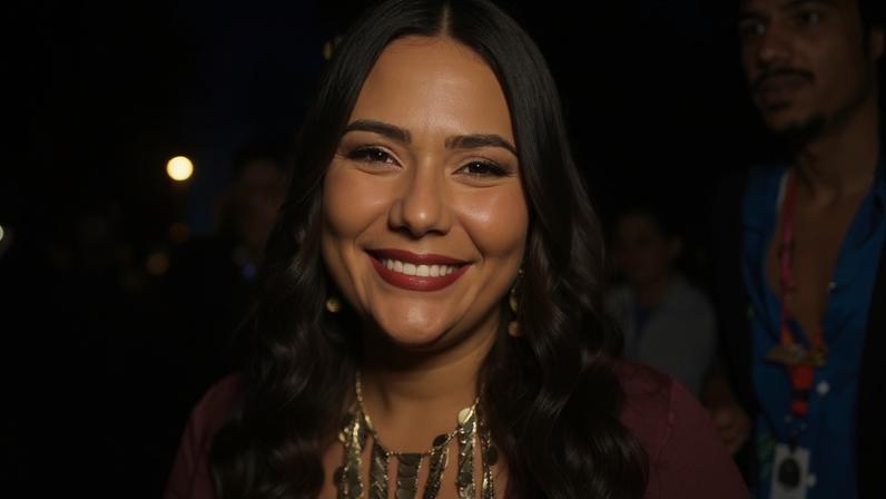 A ex-BBB 26 Chaiany Andrade na área VIP do show de Shakira no Rio