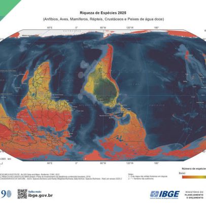 IBGE revela mapa invertido com Brasil no centro do mundo