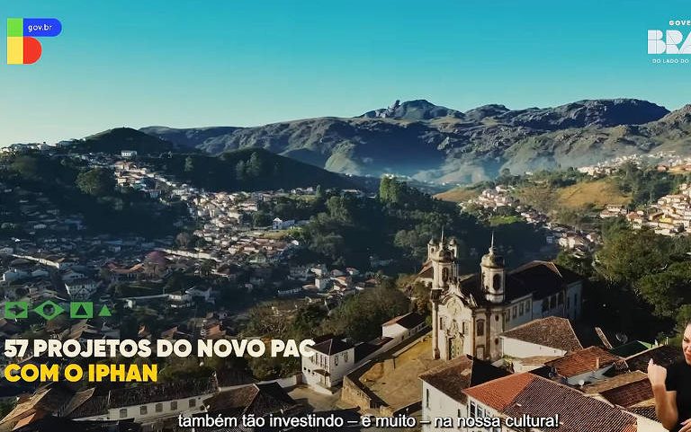 Publicidade do governo federal com temática regional para Minas Gerais mostra cidade histórica