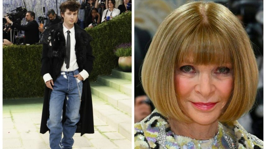 Troye Sivan no Met Gala 2026; e a editora Anna Wintour — Foto: Getty Images