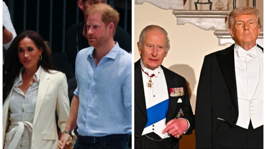 Meghan Markle e Príncipe Harry; Rei Charles III e Donald Trump