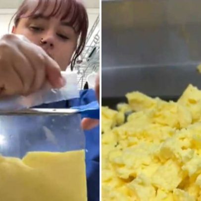 Funcionária de hotel viraliza ao preparar ovos mexidos com mistura amarela