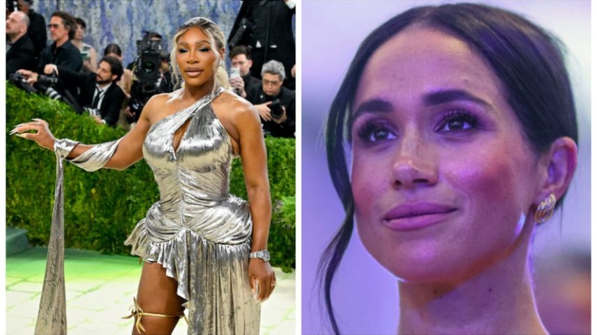 A tenista Serena Williams no Met Gala 2026; a atriz e Duquesa Meghan Markle — Foto: Getty Images