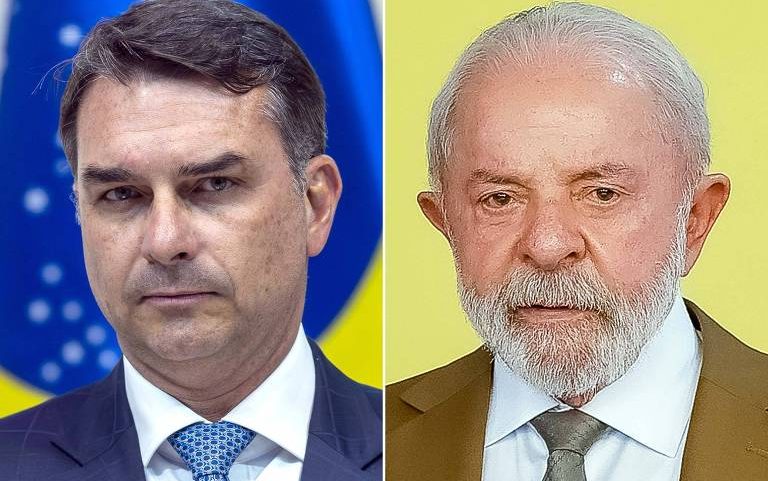 Senador Flávio Bolsonaro (PL) e presidente Lula (PT).