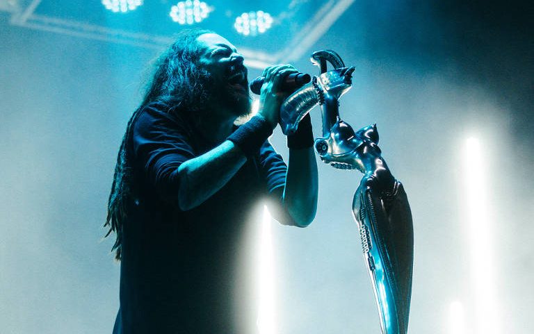 Jonathan Davis, vocalista da banda de nu metal Korn, que se apresenta em SP