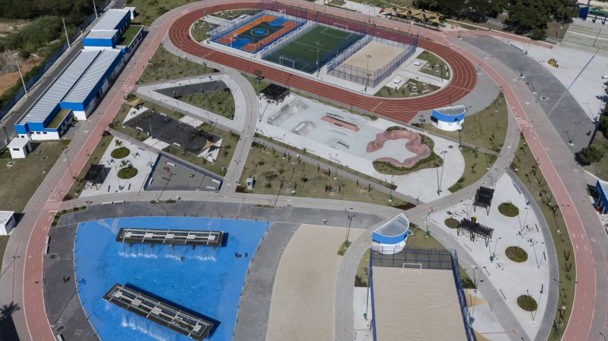 Vista aérea do parque RJ Nosso Sonho, em São Gonçalo, região metropolitana do Rio, construído na área do antigo piscinão da cidade e inaugurado em 1º de março