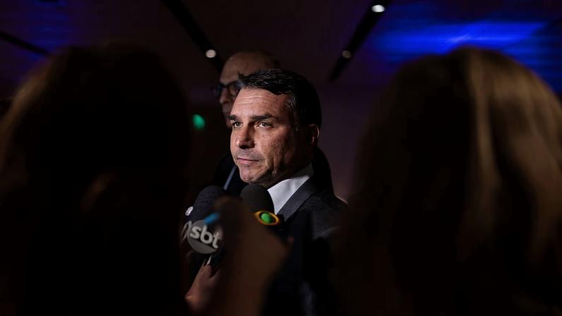 Candidato à Presidência Flávio Bolsonaro, então senador, em almoço do Lide, no Rio de Janeiro