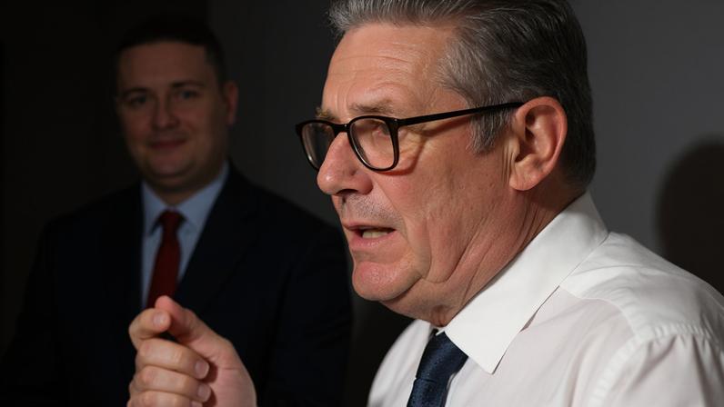 Wes Streeting, agora ex-secretário da Saúde do Reino Unido, ao lado do primeiro-ministro Keir Starmer, durante evento em Londres