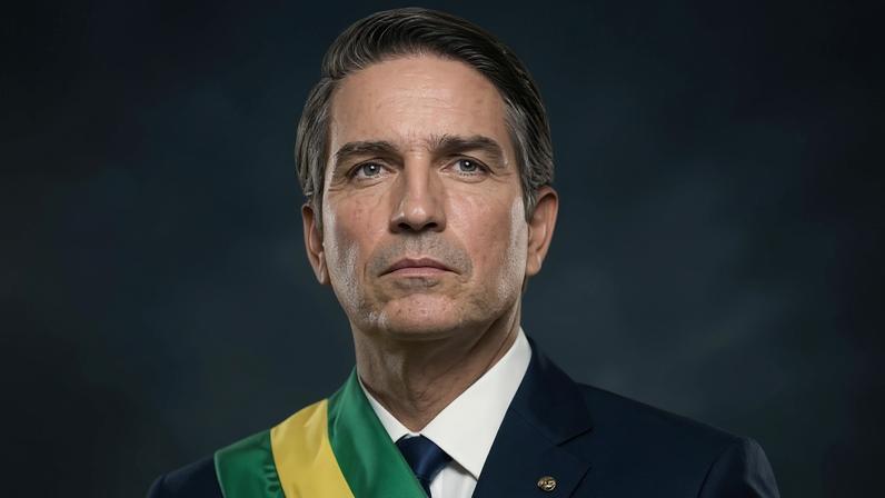 Jim Caviezel como Jair Bolsonaro no filme 'Dark Horse'