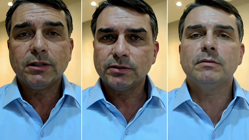 Senador Flávio Bolsonaro, pré-candidato pelo PL à Presidência da República, durante entrevista à Globonews