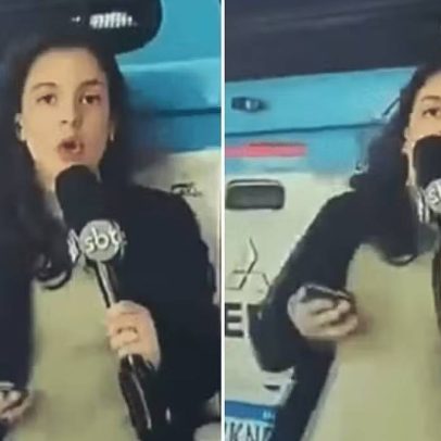 Repórter do SBT é atingida por veículo policial durante transmissão