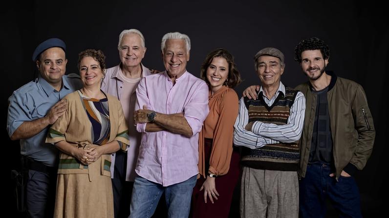 Antonio Fagundes e o elenco de 'Sete Minutos'