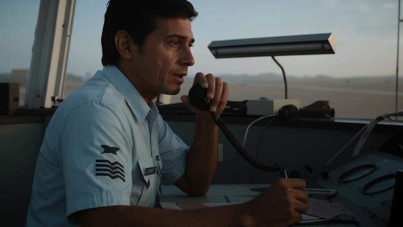 O sargento Sérgio Mota da Silva na torre de controle do Aeroporto Internacional Professor Urbano Ernesto Stumpf, em São José dos Campos (SP); controlador de voo foi personagem principal na "Noite Oficial dos Óvnis", quando 21 objetos voadores não identificados foram avistados no Brasil
