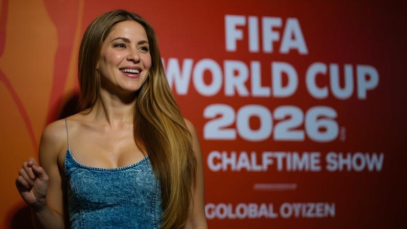 Shakira participa de um evento de imprensa organizado pela Global Citizen e pela FIFA