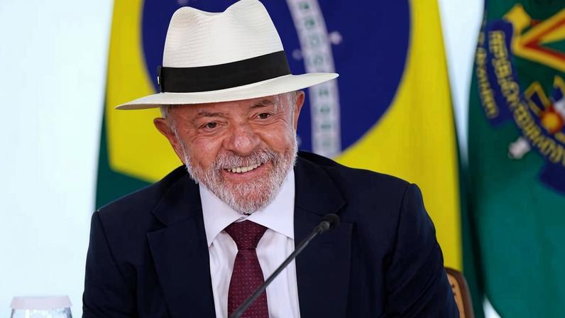 O presidente Luiz Inácio Lula da Silva em solenidade no Palácio do Planalto