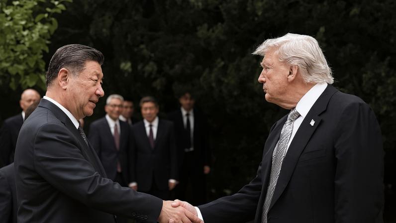 Xi Jinping, presidente da China, e Donald Trump, presidente dos EUA, durante encontro em Pequim