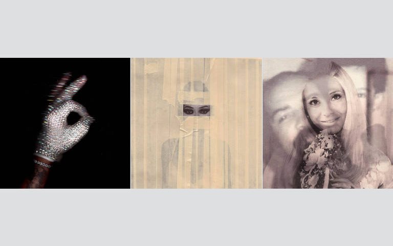 Montagem com as capas dos álbuns do rapper Drake
