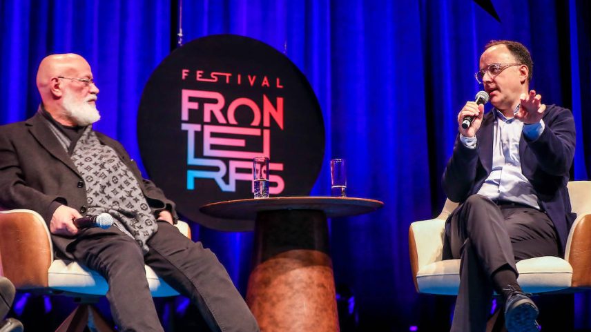 Luiz Felipe Pondé e João Pereira Coutinho no Festival Fronteiras em Porto Alegre