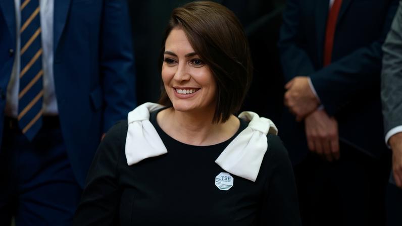 A ex-primeira-dama Michelle Bolsonaro (PL) durante evento no TSE para posse do ministro Kassio Nunes Marques