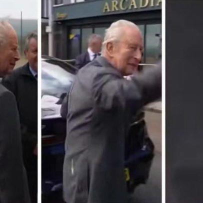 Charles é atingido por pássaro e fica com cocô no terno, mantendo majestade