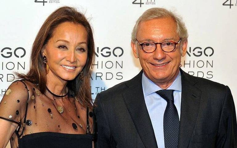 Isak Andic começou vendendo camisas bordadas importadas da Turquia; na foto, ao lado da socialite Isabel Preysler