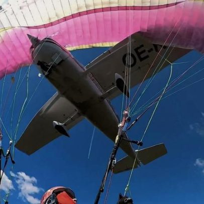Parapentista austríaca sobrevive após avião atropela equipamento no ar