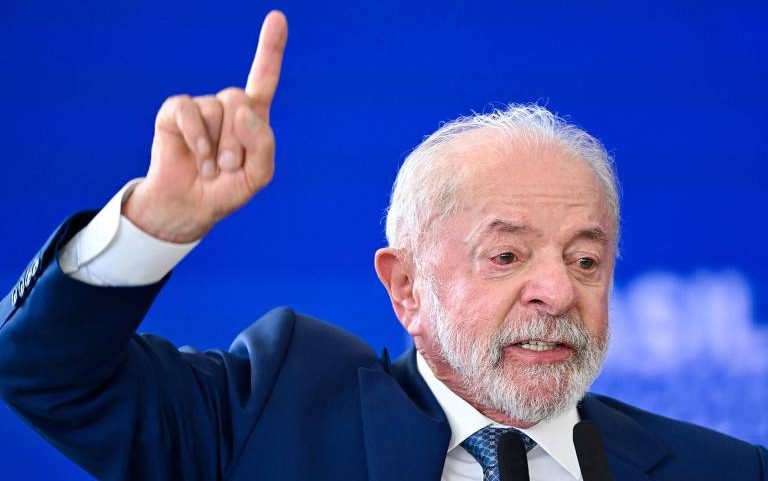 O presidente Luiz Inácio Lula da Silva durante solenidade no Palácio do Planalto