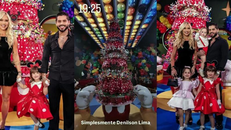 Bolo gigante de Maria Alice, filha de Virginia e Zé Felipe, tem 3 metros de altura