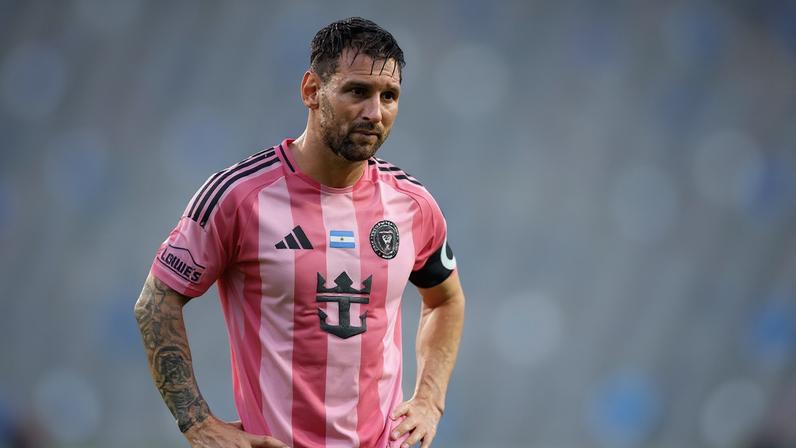 Messi durante duelo entre Inter Miami e Philadelphia Union no Nu Stadium, em Miami