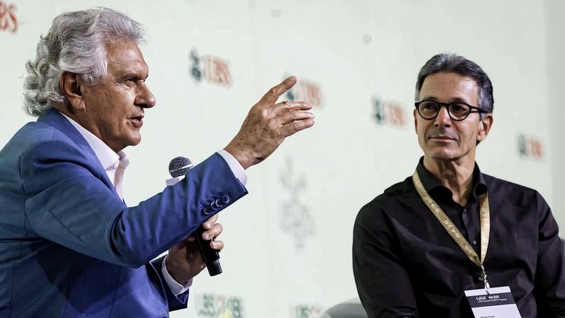 Governadores Ronaldo Caiado (PSD) e Romeu Zema (Novo) participam de evento do banco de investimentos UBS, no hotel Grand Hyatt, em SP