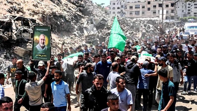 Palestinos fazem funeral para líder do Hamas morto em ataque de Israel, na Cidade de Gaza