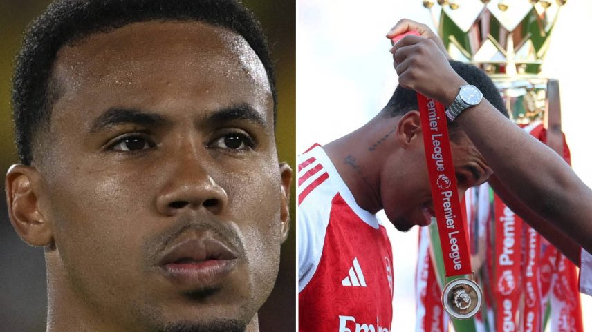 Gabriel Magalhães antes de jogo da seleção brasileira pelas Eliminatórias; zagueiro recebe medalha pelo título da Premier League