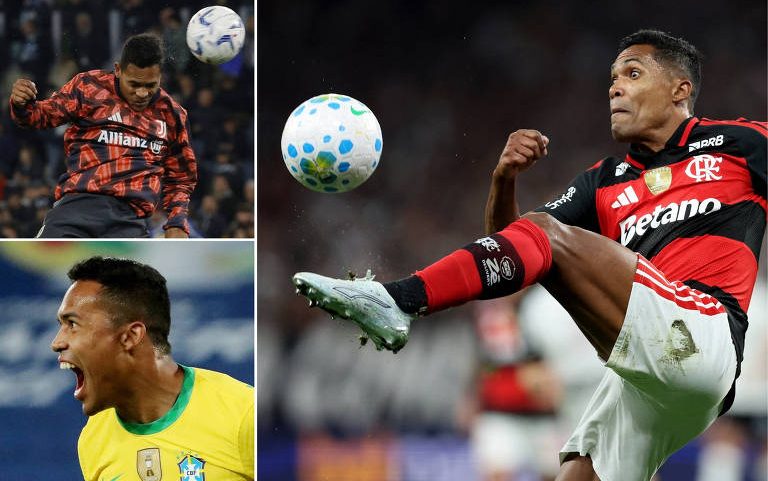 O lateral esquerdo Alex Sandro, em ação pela Juventus, pela seleção brasileira e pelo Flamengo
