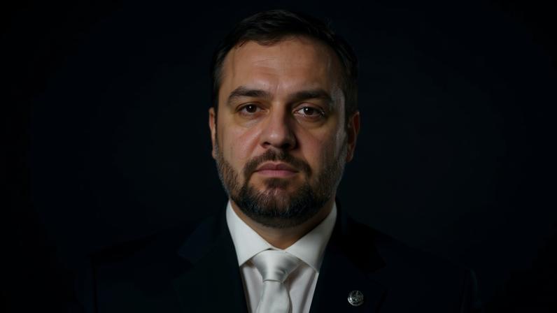 Retratos em preto e branco de Flávio Bolsonaro à esquerda e Cláudio Castro à direita, com setas coloridas indicando direções opostas entre eles. Flávio Bolsonaro tem uma seta azul apontando para cima abaixo de seu nome, e Cláudio Castro tem uma seta vermelha apontando para baixo abaixo de seu nome. O título 'TRÊS PODERES' está centralizado acima das fotos.
