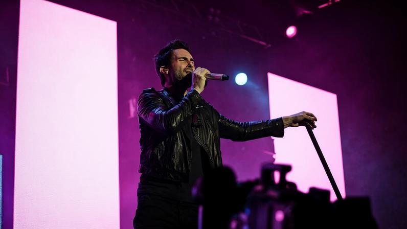 A banda Maroon 5 durante show realizado no Sambodromo do Anhembi, em São Paulo, em 2012