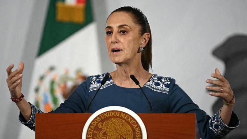 A presidente do México, Claudia Sheinbaum, fala durante cerimônia na Cidade do México